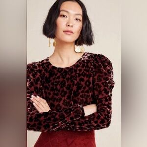 Anthropologie Dolan Leopard Velvet Blouse